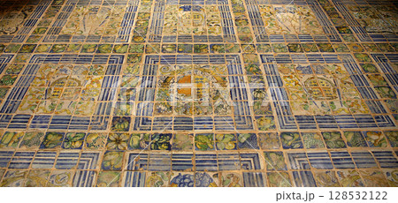 pavement in Ecouen castle, Ecouen, France 128532122
