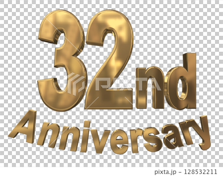 3DCG text "32nd Anniversary/32nd Anniversary Mark Sparkle" 128532211