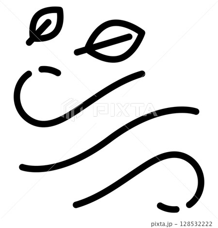 Blowing Leaves Line Icon Vector with Editable Stroke Blowing Leaves Line Icon Vector with Editable Stroke 128532222