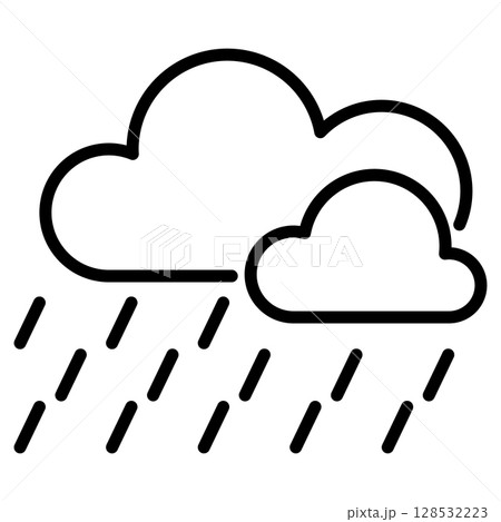 Rainy Clouds Line Icon Vector with Editable Stroke Rainy Clouds Line Icon Vector with Editable Stroke 128532223