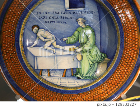 ancient ceramic pottery dish from renaissance 128532227