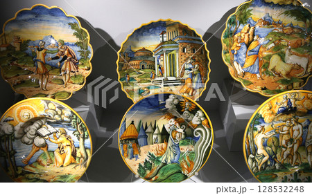 ancient ceramic pottery dish from renaissance 128532248