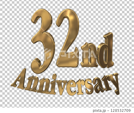 3DCG文字“32週年/32週年紀念馬克·斯帕克” 128532709