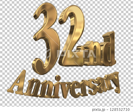 3DCG文字“32週年/32週年紀念馬克·斯帕克” 128532710