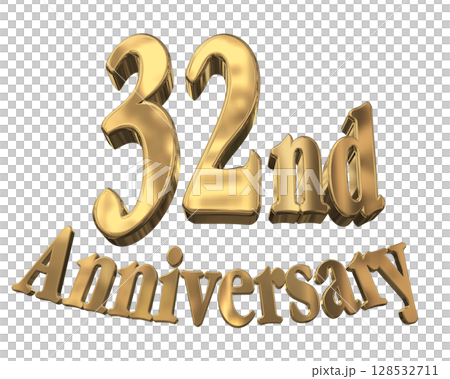 3DCG text "32nd Anniversary/32nd Anniversary Mark Sparkle" 128532711