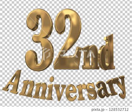 3DCG text "32nd Anniversary/32nd Anniversary Mark Sparkle" 128532712