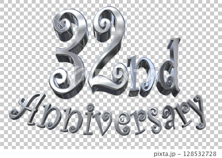 3DCG text "32nd Anniversary/32nd Anniversary Mark Sparkle" 128532728