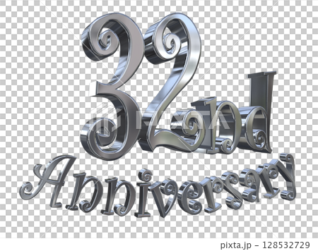 3DCG text "32nd Anniversary/32nd Anniversary Mark Sparkle" 128532729