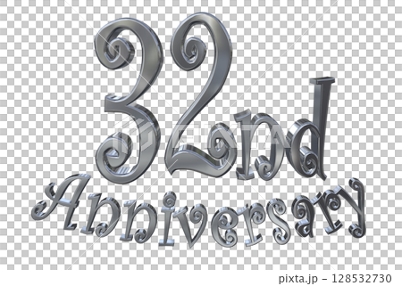 3DCG text "32nd Anniversary/32nd Anniversary Mark Sparkle" 128532730