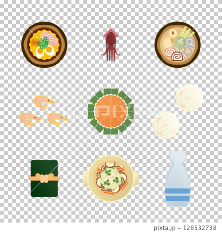 Toyama gourmet illustration set Toyama gourmet illustration set 128532738