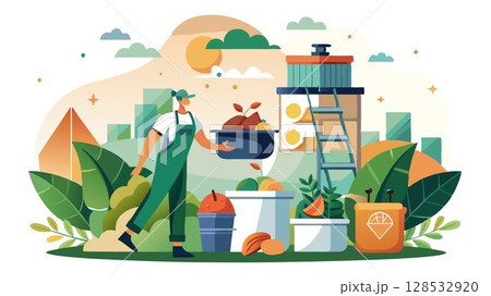 Composting diverts organic waste from landfills, reducing greenhouse gas emissions and promoting sustainability. 128532920