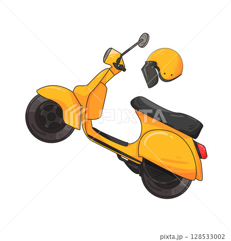 illustration of motor scooter with helmet 128533002
