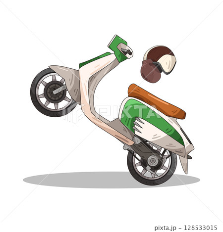 illustration of motor scooter with helmet 128533015