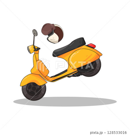 illustration of motor scooter with helmet illustration of motor scooter with helmet 128533016