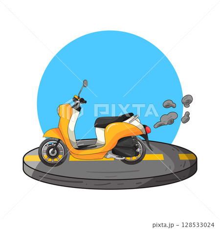 illustration of motor scooter with smoke illustration of motor scooter with smoke 128533024