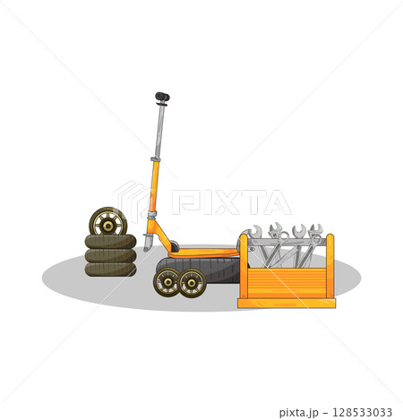 illustration of electric scooter repair illustration of electric scooter repair 128533033
