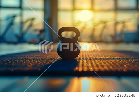 a kettlebell for training in fitness room . generative ai 128533249