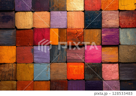 Abstract wood texture block stack on the wall...のイラスト素材 [128533483] - PIXTA