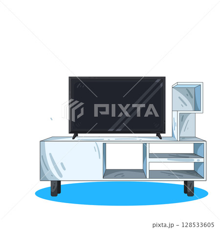 illustration of television on tv stand 128533605