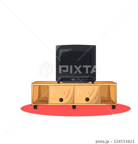 illustration of television on tv stand illustration of television on tv stand 128533621