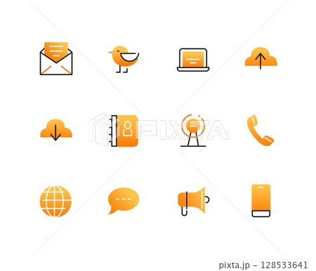 Business communication - set of line design style icons 128533641