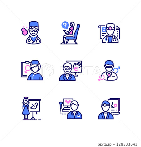 Medical professions - line design style icons set 128533643