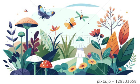 Attract beneficial insects and pollinators by planting a variety of flowering plants and providing habitats. 128533659