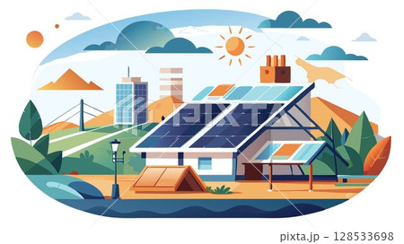 Consider investing in solar panels to generate clean energy, reducing your reliance on traditional power sources. 128533698