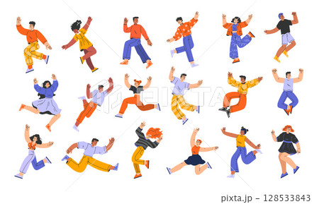 Dynamic Dance Moves Colorful Illustrations Depicting Vibrant People in Exciting Motion Dynamic Dance Moves Colorful Illustrations Depicting Vibrant People in Exciting Motion 128533843