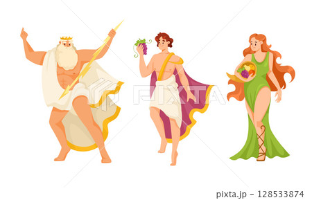 Colorful and intricate illustrations that portray the various characters of Greek mythology Colorful and intricate illustrations that portray the various characters of Greek mythology 128533874