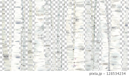 白樺林水彩畫。寧靜的冬日森林影像背景。 128534234