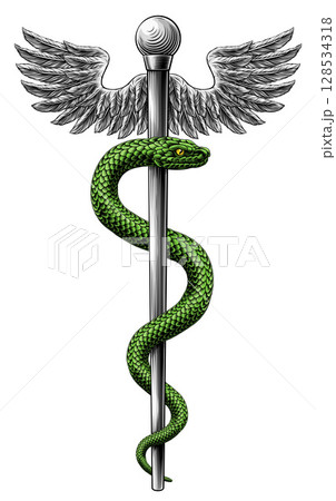 Rod of Asclepius Caduceus Medical Doctor Symbol 128534318