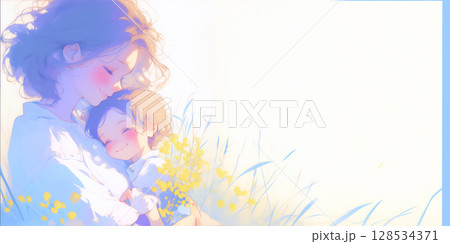 抱きしめ合う親子 抱きしめ合う親子 128534371