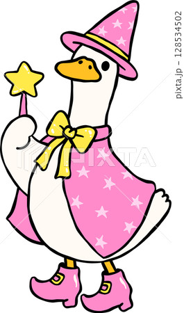 Halloween Silly Goose doodle cute spooky witch hand drawn 128534502