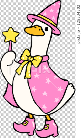 Halloween Silly Goose doodle cute spooky witch hand drawn 128534502