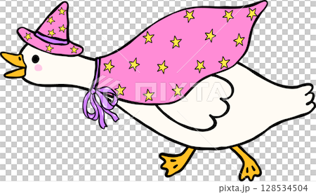 Halloween Silly Goose doodle cute spooky anxiety witch hand drawn 128534504