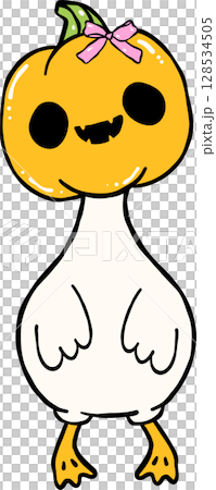 Cute Halloween Silly Goose doodle spooky pumpkin head goose hand drawn Cute Halloween Silly Goose doodle spooky pumpkin head goose hand drawn 128534505