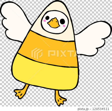 Cute Halloween Silly Goose doodle spooky candy goose hand drawn 128534511