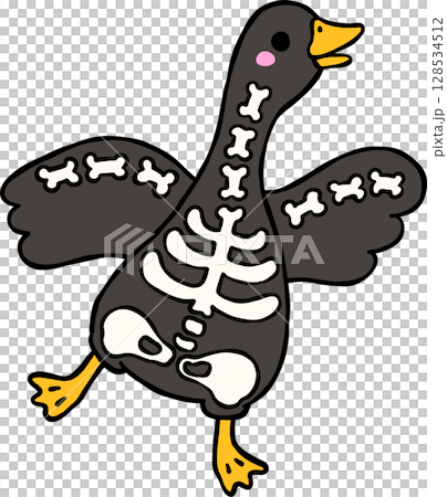 Cute Halloween Silly Goose doodle spooky skeleton bone goose hand drawn Cute Halloween Silly Goose doodle spooky skeleton bone goose hand drawn 128534512