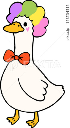 Cute Halloween Silly Goose doodle spooky clown goose hand drawn 128534513