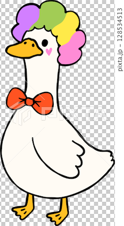 Cute Halloween Silly Goose doodle spooky clown goose hand drawn 128534513