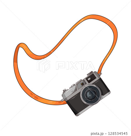 illustration of camera with strap illustration of camera with strap 128534545
