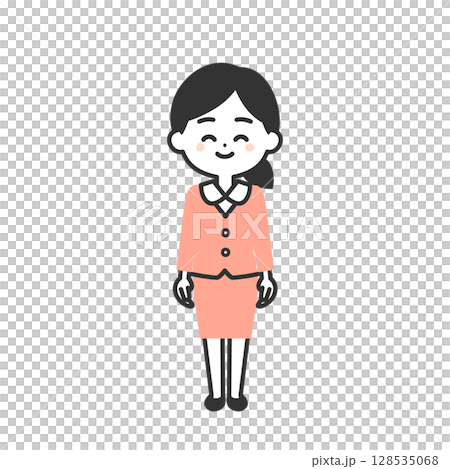 Illustration of a smiling three-headed woman in a suit Illustration of a smiling three-headed woman in a suit 128535068