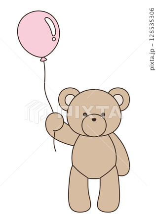 かわいいくまのぬいぐるみのベクターイラスト。熊、アイコン、風船、テディベア かわいいくまのぬいぐるみのベクターイラスト。熊、アイコン、風船、テディベア 128535306