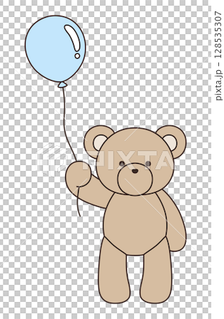 一隻可愛泰迪熊的向量插圖。熊，圖標，氣球，泰迪熊 128535307