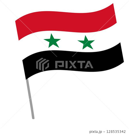 Syria national flag flutters with flagpole 128535342
