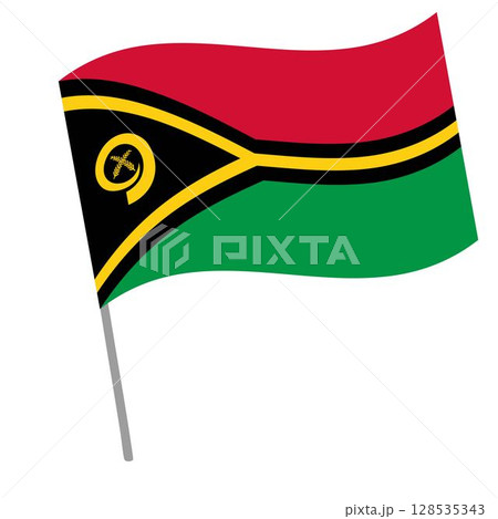 Vanuatu national flag flutters with flagpole 128535343