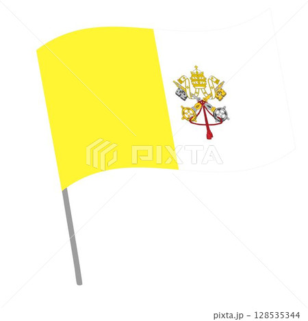 Vatican national flag flutters with flagpole 128535344