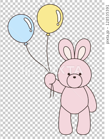 Vector illustration of a cute stuffed rabbit. Rabbit, icon, balloon Vector illustration of a cute stuffed rabbit. Rabbit, icon, balloon 128535391