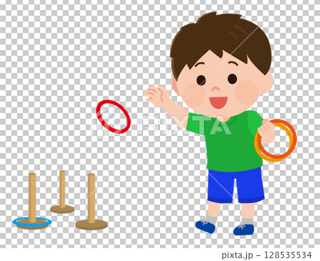 男孩們玩套圈遊戲插畫 128535534